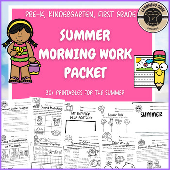 Preview of #catch24 Summer School Morning Work Packet PreK Kindergarten First Grade TK