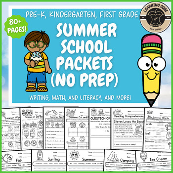 Preview of Summer School Packets Writing Math Literacy for PreK Kindergarten TK Special Ed