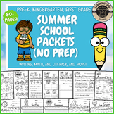 Summer School Packets Writing Math Literacy for PreK Kinde