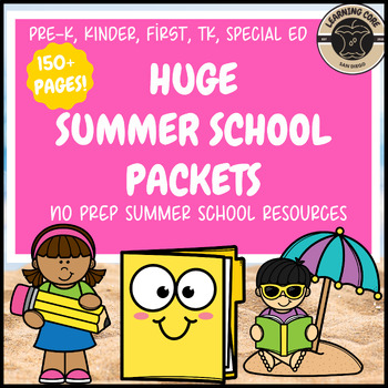 Preview of Summer School Reading Math Literacy Packet PreK Kindergarten First TK UTK Summer