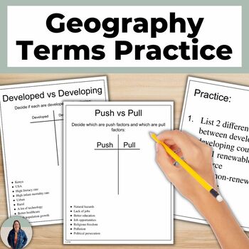 Preview of World Geography Vocabulary Practice and Review for Social Studies