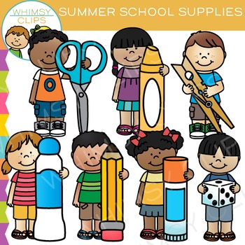 Kids School Supplies for Summer Clip Art by Whimsy Clips | TpT