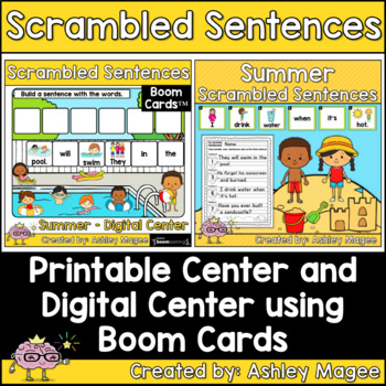 Summer Scrambled Sentences Center - Printable and Digital or Distance ...