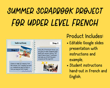 Preview of Summer Scrapbook - Back-to-school Project for French