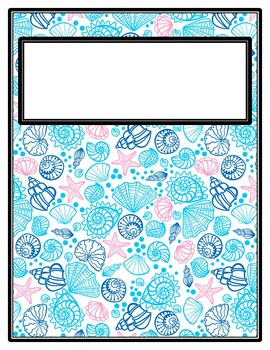 Preview of Summer, Sea Shells, Ocean Binder Cover and Spines, Back to School Printables