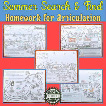 Preview of Summer Search and Find Homework for Articulation