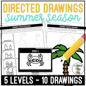 Preview of Summer Season Art Directed Drawing Worksheets