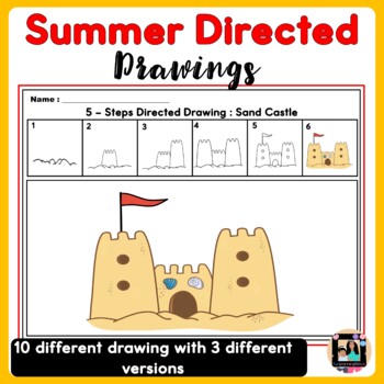 Preview of Summer Season Directed Drawing - July Writing Prompts Worksheets