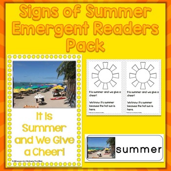 Preview of Summer Season Emergent Readers, Word Wall Cards, & Printable Page
