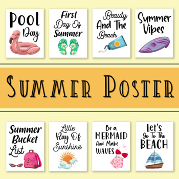 Preview of Summer Season Posters, 8.5x11" Classroom Poster Pack, Printable Wall Art