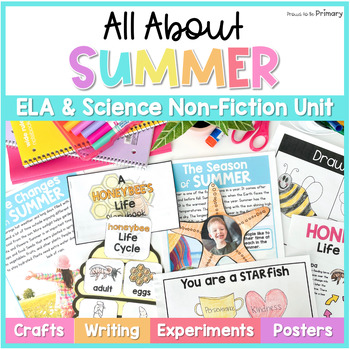 Preview of Summer School Science, Nonfiction, Writing Activities Sunflowers, Starfish, Bees