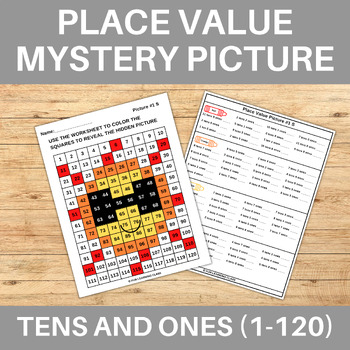 Preview of Summer Season Sun w Sunglasses Tens & Ones Place Value 120 Chart Mystery Picture