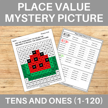 Preview of Summer Season Watermelon Tens & Ones Place Value 120 Chart Mystery Picture