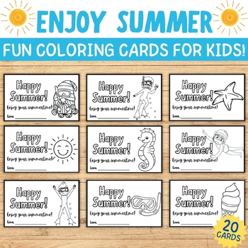 Preview of Summer Season with Fun and Engaging Coloring Cards For Kids!