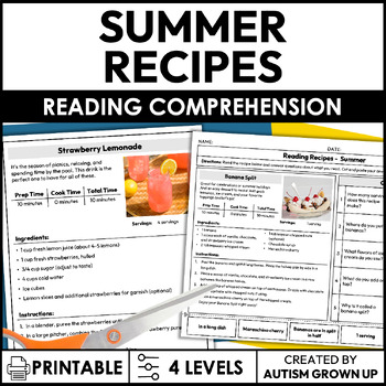Preview of Summer Seasonal Recipes | Life Skills Worksheets for Special Education + ESY