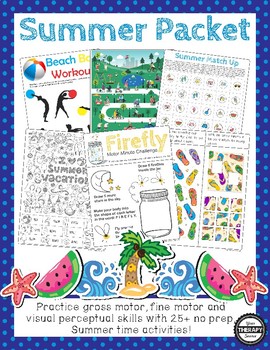 Preview of Summer Sensory Motor Packet - Fine, Gross and Visual Motor Activities