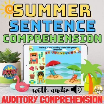 Preview of Summer Sentence Auditory Comprehension Boom Cards