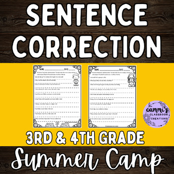 Preview of Summer Sentence Correction Work Sheets for 3rd and 4th Grade