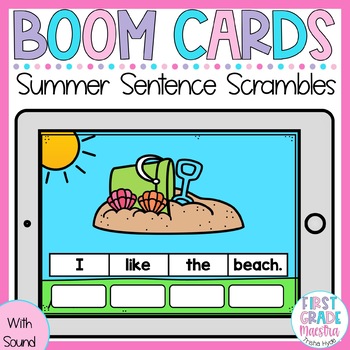 Preview of Summer Sentence Scrambles Boom Cards