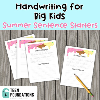 Preview of Summer Sentence Starters: Handwriting for Older Students | Print and Cursive
