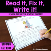 Summer Sentence Writing Practice - Fix it! Read it! Write it!