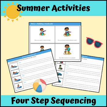 Preview of Summer Sequencing: 4-Step Sequence Pictures & Activities for Speech Therapy