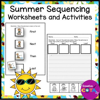 Preview of Summer School Writing Sequencing Story Events Retell Activities Worksheets