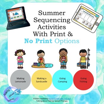 Preview of Summer Sequencing -Distance Learning - Speech Therapy No-Print
