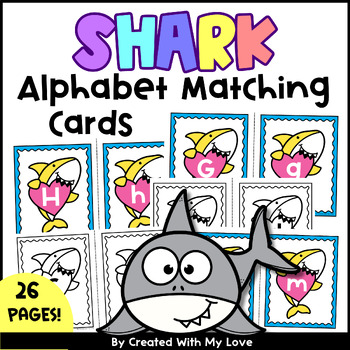 Preview of Summer Shark Letters Matching Game, Ocean Animals Alphabet Literacy Centers