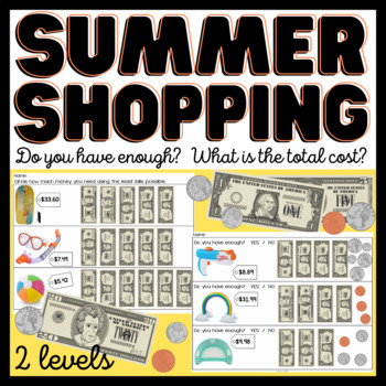Preview of Summer Shopping Task Cards/ Worksheets- Money Math- Special Education - EYP
