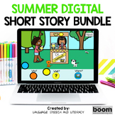 Preview of Summer Short Story Telling Speech Therapy Boom Cards, WH Questions, End of Year