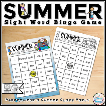 Preview of Summer Sight Word Bingo Class Party Game {Printable & Digital Resource}