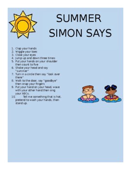 Summer Game for Toddlers - Simon Says! 