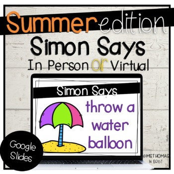 Preview of Summer Simon Says | Morning Meeting Activity | Virtual Game