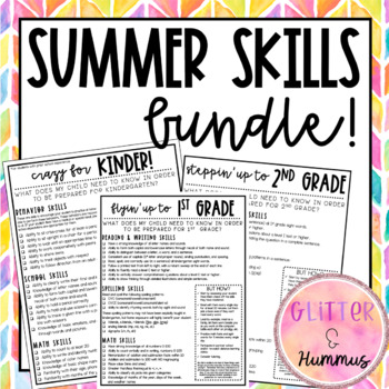 Preview of Summer Skills Checklist BUNDLE/Parent Letter English and Spanish versions