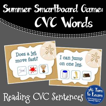 Preview of Summer Smartboard Game: Reading CVC Sentences (Smartboard/Promethean Board)