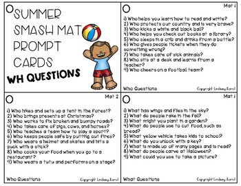 Summer Smash Mats: WH Questions by Lindsey Karol | TpT