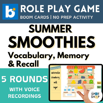 Preview of Summer Smoothies Vocabulary Memory and Recall Boom Cards