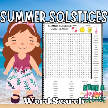 Preview of Summer Solstices word Search Vocabulary Hard for 1st 2nd 3rd 4th