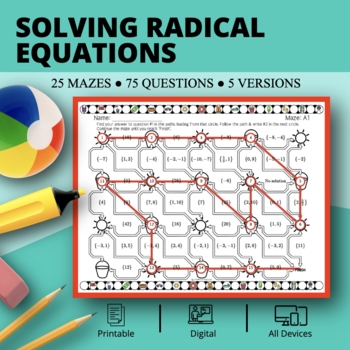 Preview of Summer: Solving Radical Equations Maze Activity