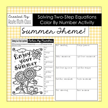 Preview of Summer Solving Two-Step Equation Coloring Sheet