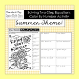 Summer Solving Two-Step Equation Coloring Sheet