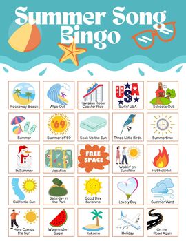 Preview of Summer Song Bingo