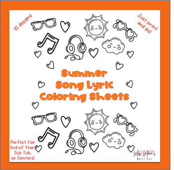 Preview of Summer Song Lyric Coloring Pages