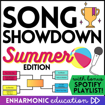 Preview of Summer Song Showdown Music Madness Tournament fun Editable Google Slides Bracket