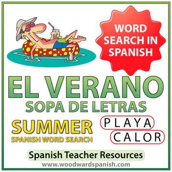 Preview of Summer Spanish Word Search - El Verano - Sopa de Letras