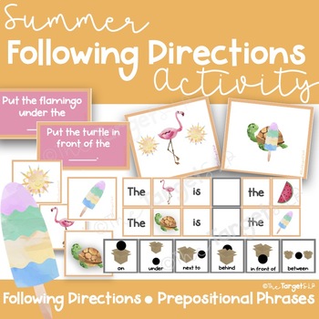 Preview of Summer Speech Therapy Following Directions & Prepositional Phrases Activity