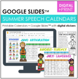Summer Speech Homework Calendars with Google Slides™ | Print and Digital