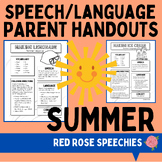 Summer Speech Language Homework - Parent Handouts - No Pre