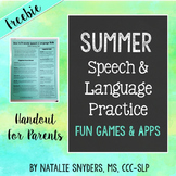 Summer Speech-Language Therapy Ideas for Parents Handout FREEBIE